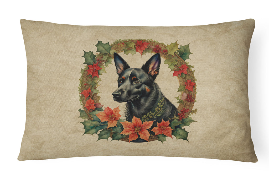 Australian Kelpie Christmas Flowers Throw Pillow