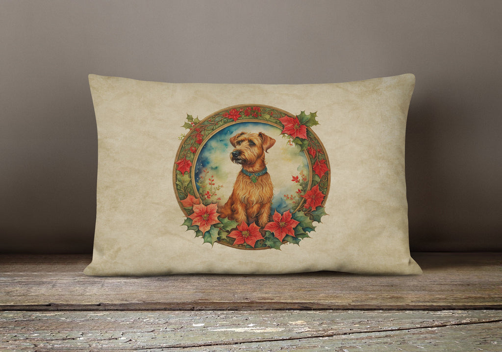 Irish Terrier Christmas Flowers Throw Pillow