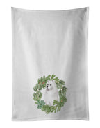 Samoyed Sitting Christmas Wreath Kitchen Towel Set of 2