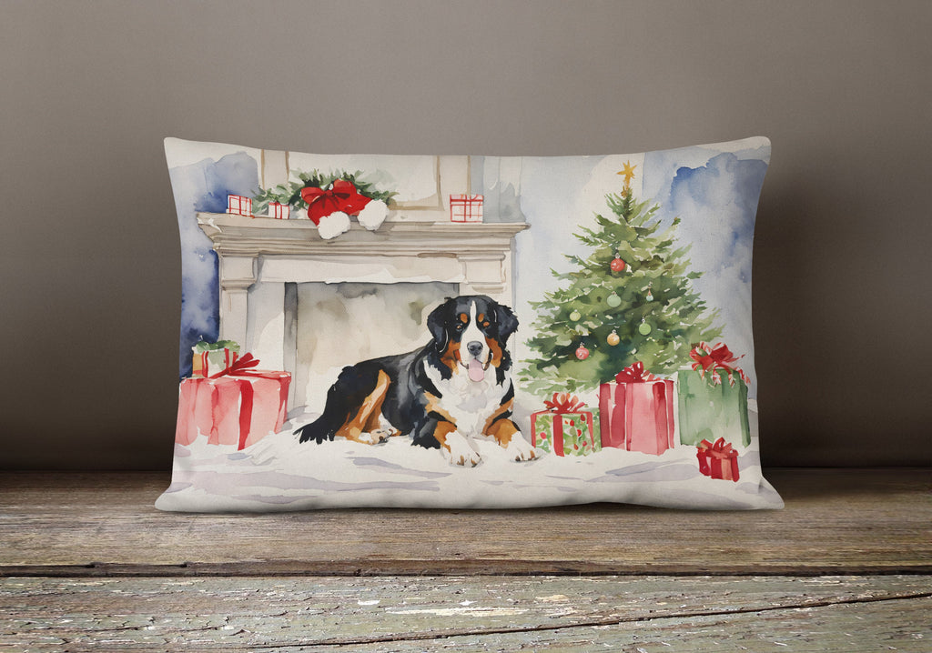 Bernese Mountain Dog Christmas Throw Pillow