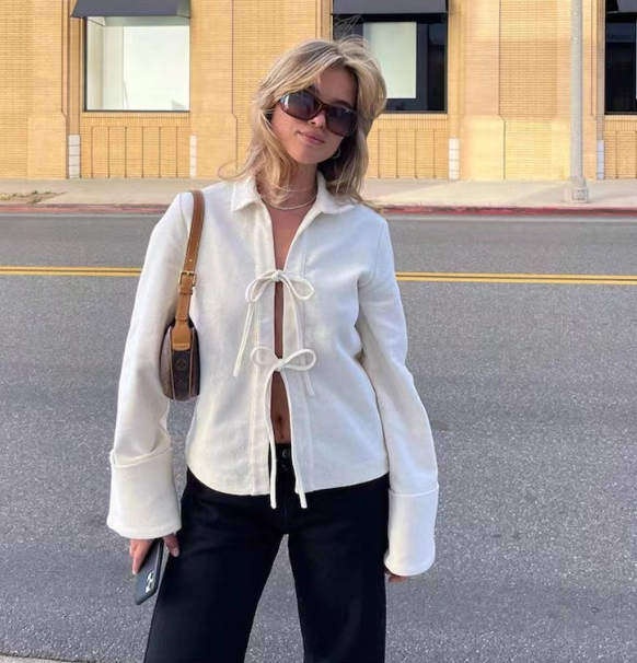 YANA Women's Sexy Open-Front Jacket with Ties