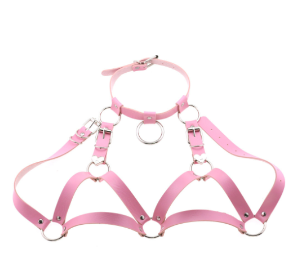 Kawaii Heart O Ring Harness - Leather Choker Set (4 Colors) | Jewelry