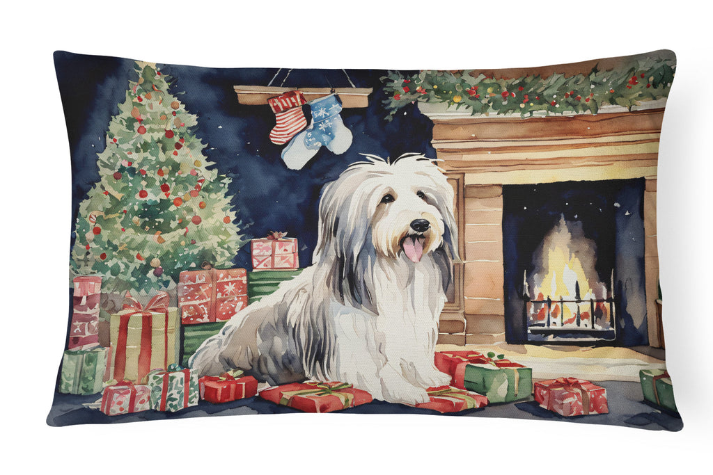 Bearded Collie Christmas Throw Pillow