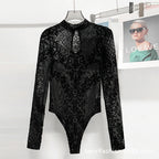 Trendy Floral Long Sleeve Bodysuit T-Shirt for Women