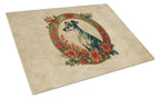 Greyhound Christmas Flowers Glass Cutting Board