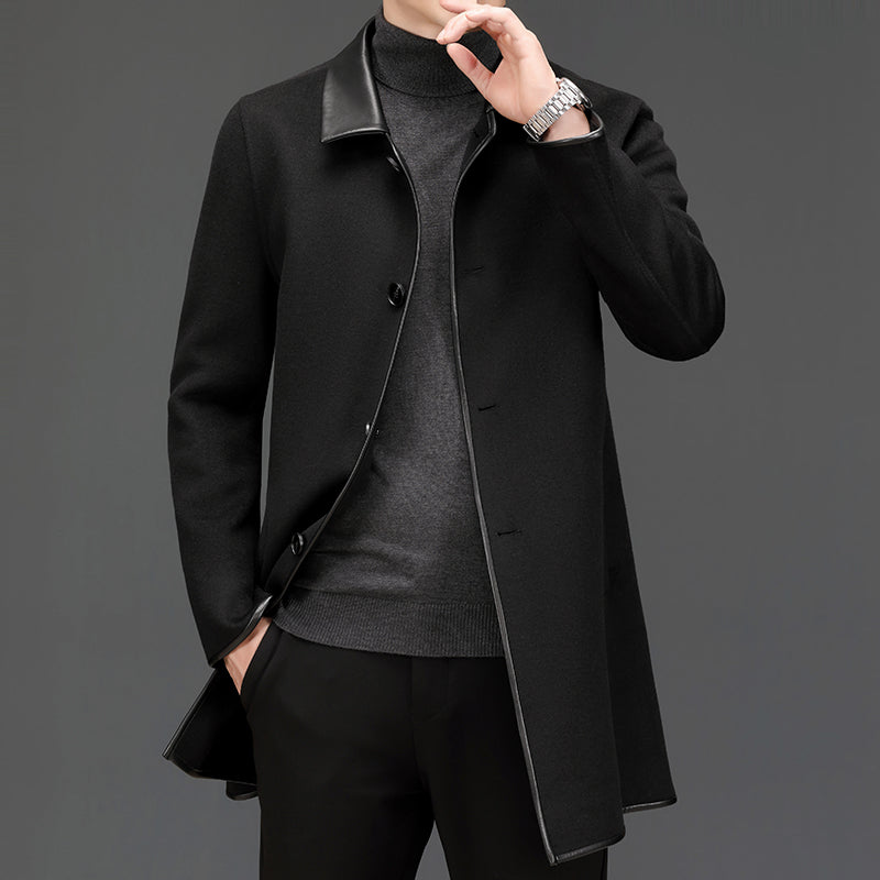 Men's Mid-Length Lapel Cashmere Wool Coat