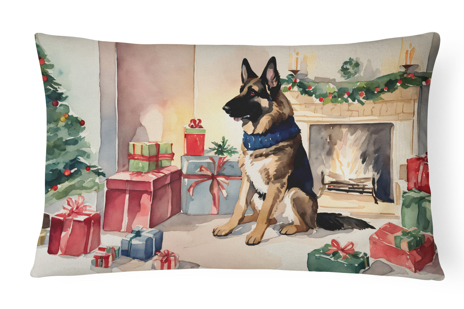 German Shepherd Christmas Throw Pillow