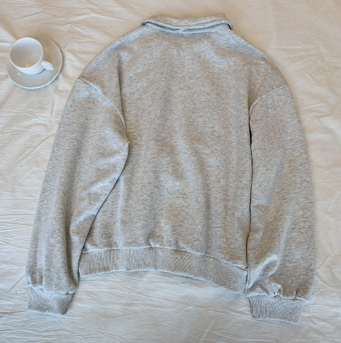 Retro Half Zipper Long Sleeve Polo Sweater for Women