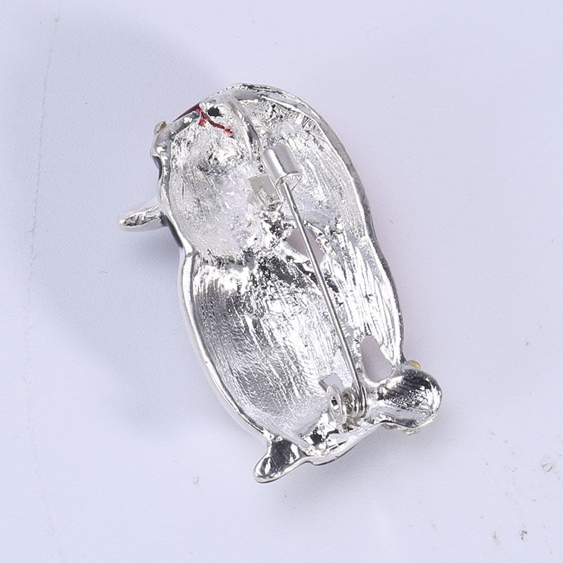 Cute Cartoon Animal Brooch - Penguin in Santa Hat | Embroidered Cap