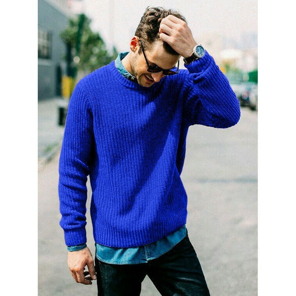Men's Casual Slim Fit Round Neck Knit Sweater