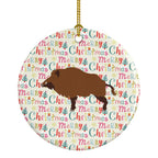 Wild Boar Pig Christmas Ceramic Ornament