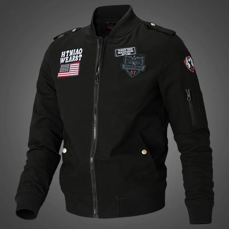 Men's Casual Cotton Military Jacket - Plus Size Fashion
