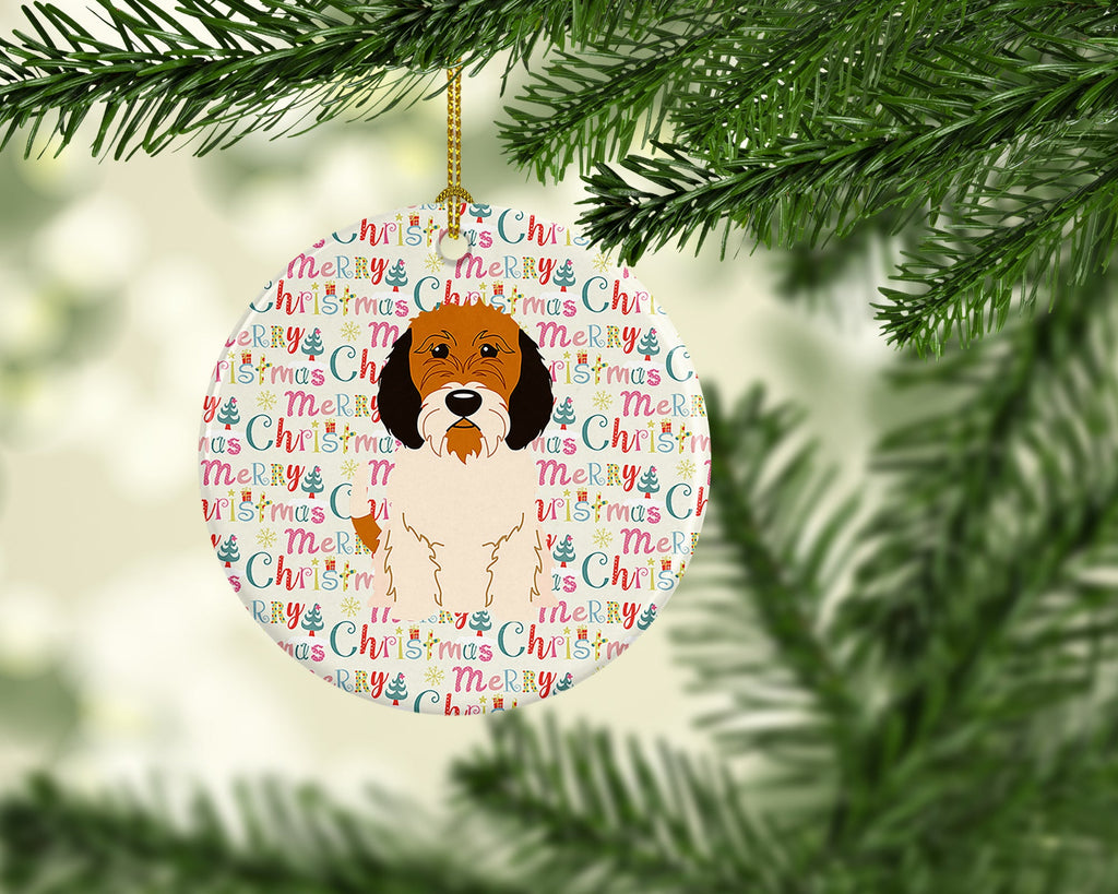Merry Christmas Petit Basset Griffon Veenden Ceramic Ornament