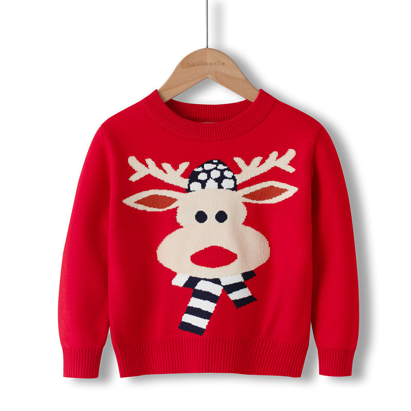 Round Neck Cartoon Double-Layered Boy's Sweater