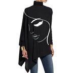 Irregular Knitted Turtleneck Sweater for Women