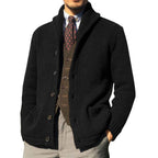 Men's Thickened Knitted Coat with Pockets and Buttons