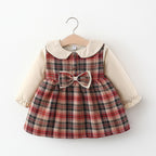 Girls Plaid Fleece Skirt with Bow-knot Detail