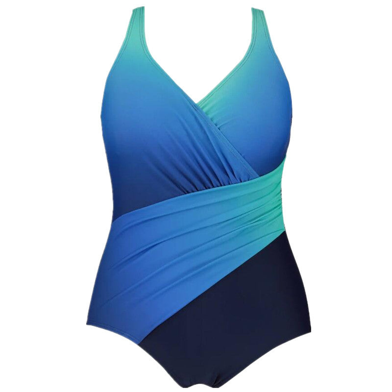 Plus Size Women's High Waist Gradient Swimsuit Dress