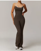 Solid Beauty-back Long Pants Jumpsuit Yoga Fitness Running Dance Slim Bodysuit Women Sports Clothing