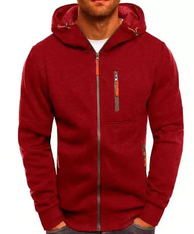 Men's Fleece Color Hoodie Zip Front Hooded Sweatshirt | Streetwear