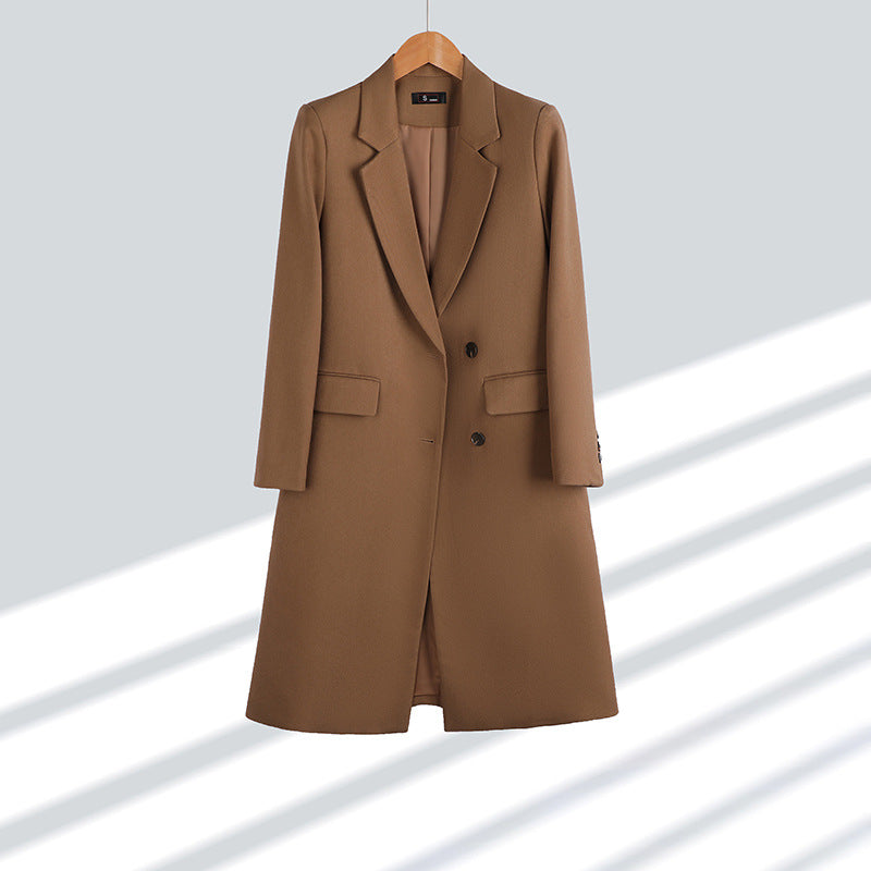Double-Breasted Woolen Coat for Women Plus Size