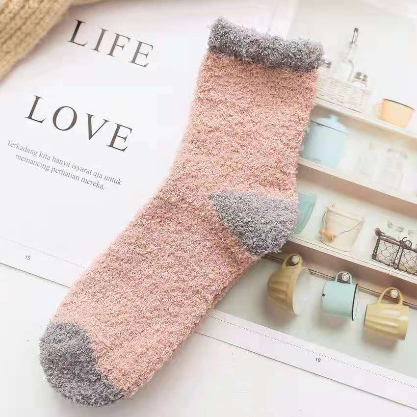 Color Twist Coral Fleece Winter Tube Socks
