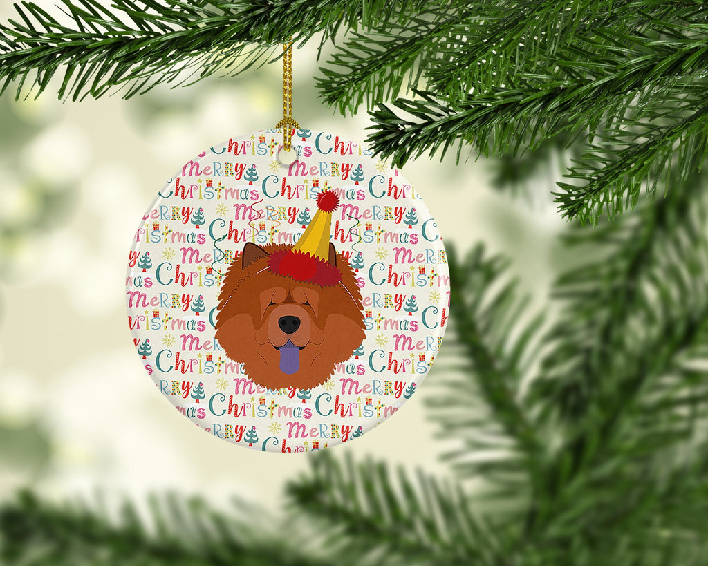 Chow Chow Merry Christmas Ceramic Ornament