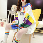 Women's Autumn/Winter Hooded Print Patchwork Hoodie | Streetwear