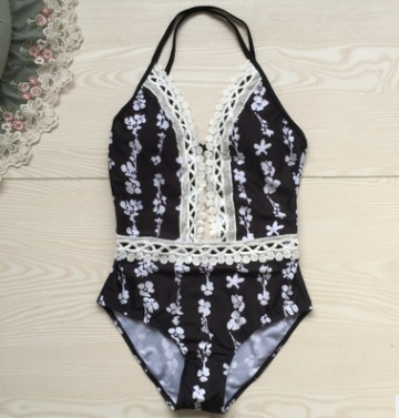 Hailan Swimwear 2020 Black Lace Digital Print Bikini