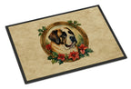 Saint Bernard Christmas Flowers Doormat