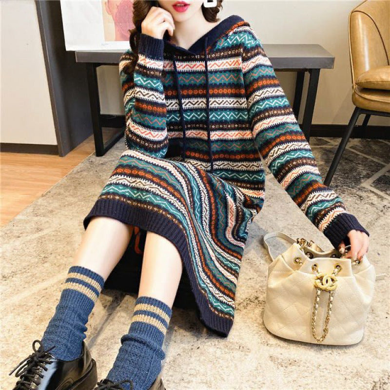Hooded Long Sleeve Pullover Dress for Women | Streetwear