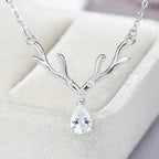 Silver Christmas Reindeer Pendant Necklace
