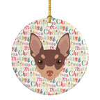 Toy Fox Terrier Merry Christmas Ceramic Ornament