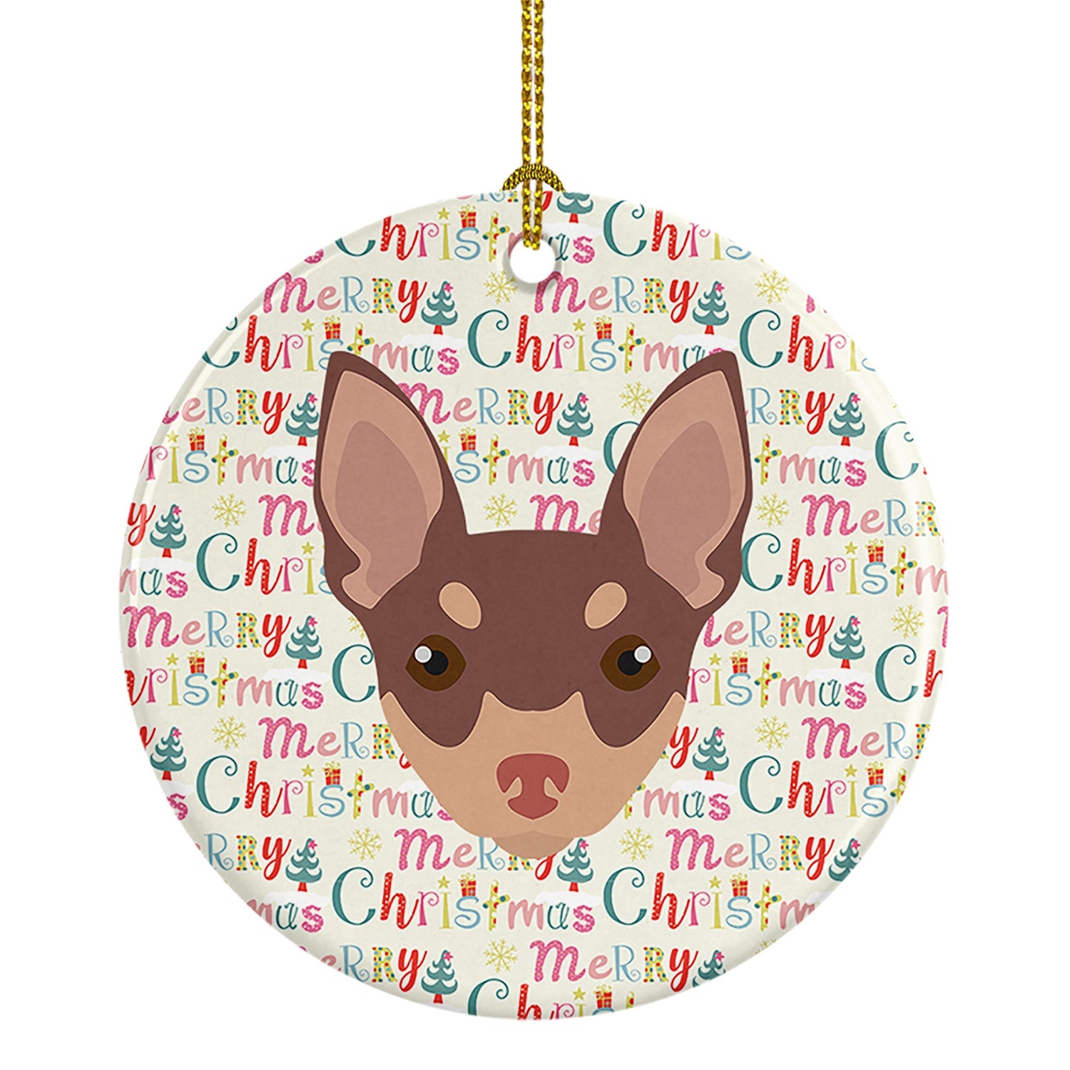 Toy Fox Terrier Merry Christmas Ceramic Ornament