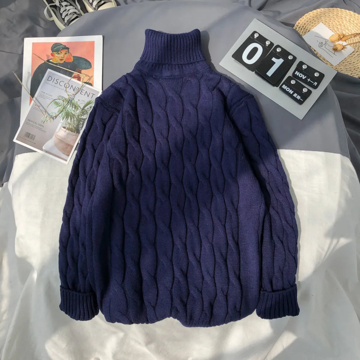 Men's Cozy Loose-Fit Knitted Turtleneck Pullover | Streetwear