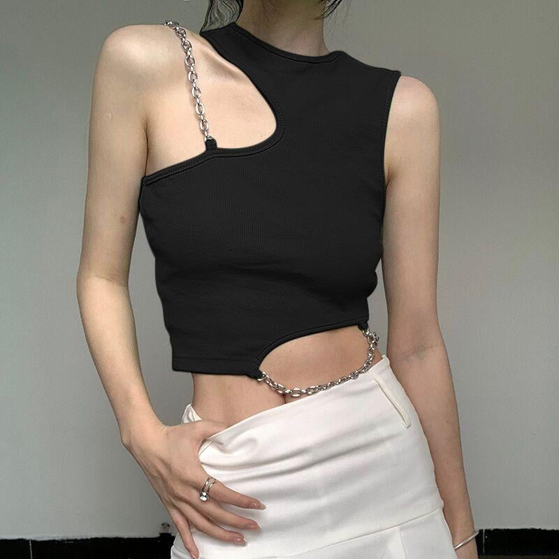 Irregular Halterneck Slim Fit Camisole T-shirt | Streetwear