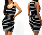 Striped Sleeveless Bodycon Long Dress - New Style