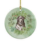 Labrador Retriever Black Christmas Wreath Ceramic Ornament