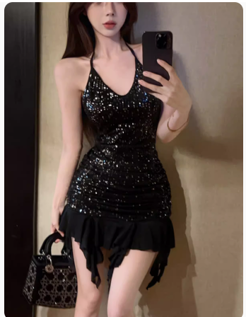 Black Lace Lingerie and Nightdress for Women