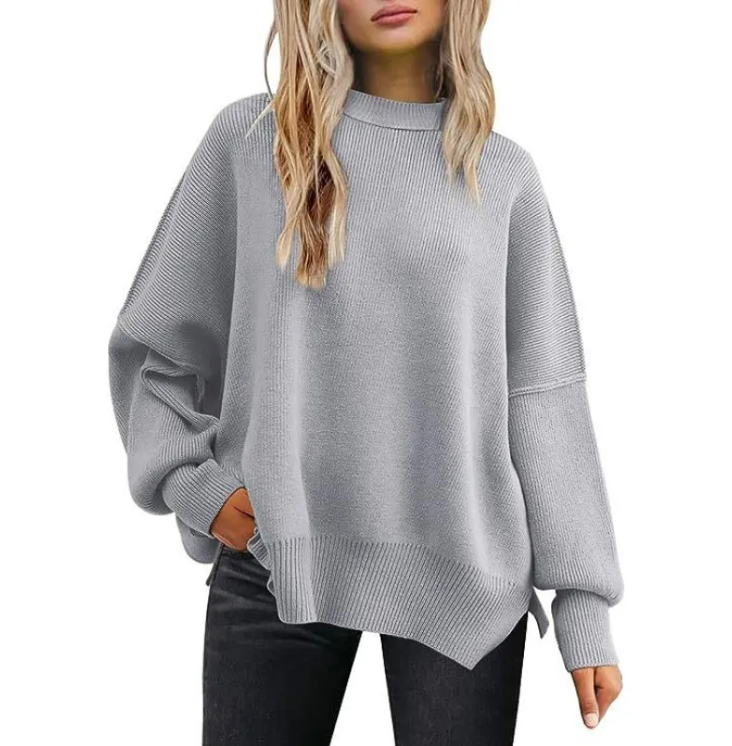 Women's Cozy Knitted Pullover with Side Slit – Chic & Comfortable | Streetwear