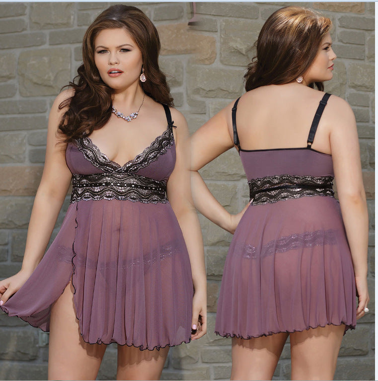 Silver Lace Waist-Cinching Cami Set for Plus Size