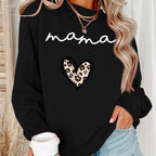 Plus Size Leopard Print Heart Long Sleeve Fleece Top