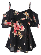 Summer Floral Ruffle Camisole Top for Women