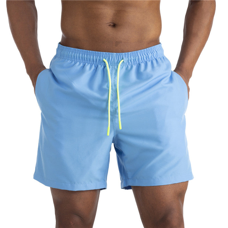 Men's Solid Drawstring Board Short Swim Trunks