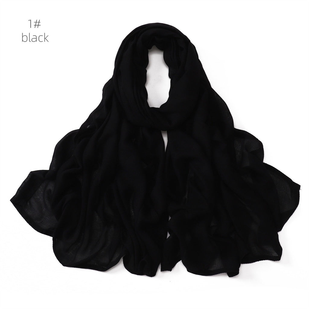 Solid Color Viscose Cotton Scarf for Muslim Women (One)