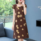 2024 Floral Dress for Middle-Aged Women in Cotton Blend