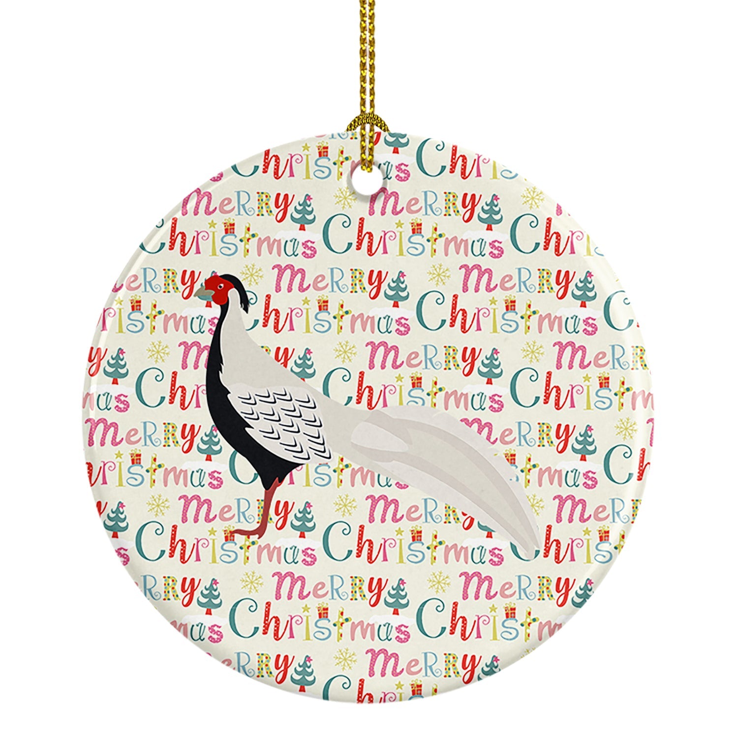 Silver Pheasant Christmas Ceramic Ornament