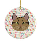 Scottish Straight Cat Christmas Ceramic Ornament
