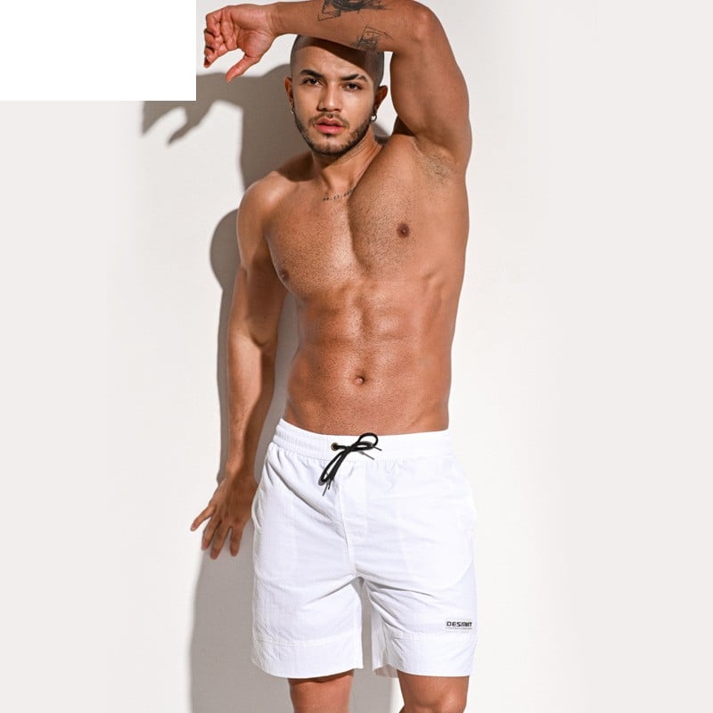 Men's Army Green Solid Swim Trunks