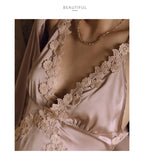 Sexy Summer Open-Back Lace Nightgown with Spaghetti Straps